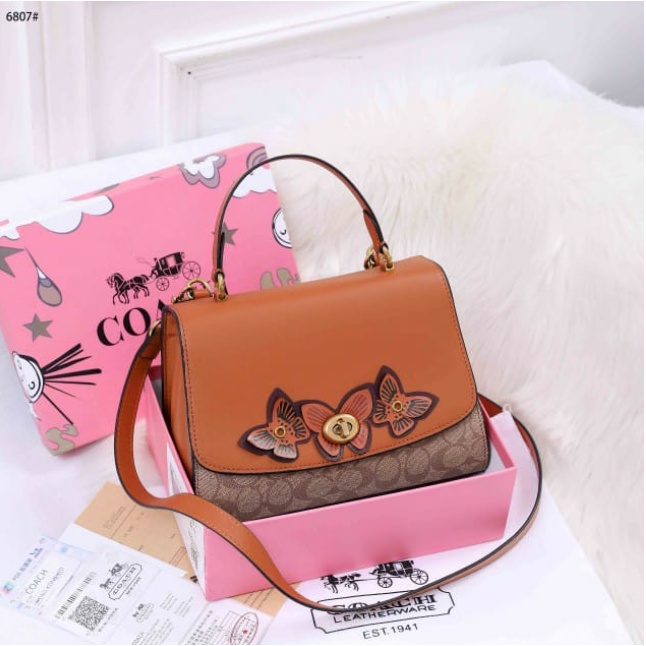 Jual Coach Tilly Top Handle in Signature Canvas With Butterfly Applique Shopee Indonesia