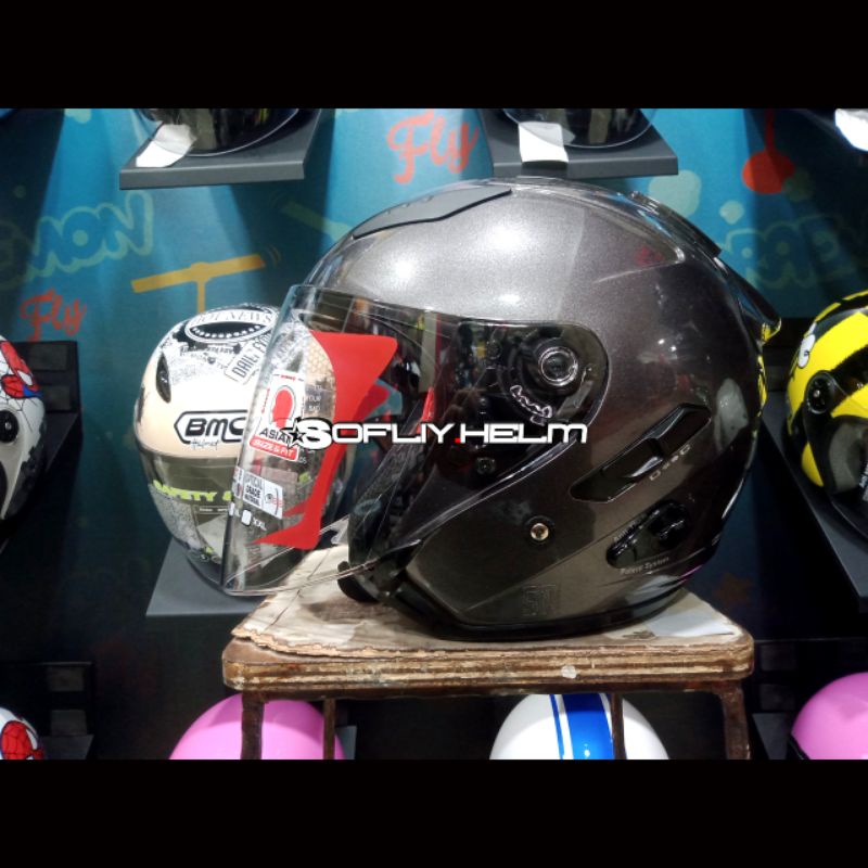 HELM KYT GALAXY FLAT R SOLID GREY MATT DOUBLE VISOR HELM KYT GALAXY FLAT R GREY DOFF HALF FACE-7