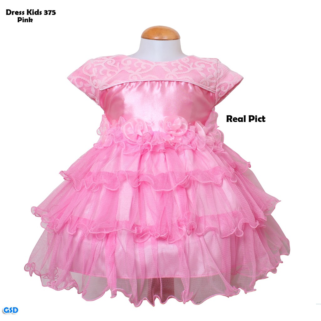 Dress Kids 375 / Dress Anak Brukat Anak Kombi Tile/ Baju Pesta Anak Bayi Good Premium/Gaun Modern