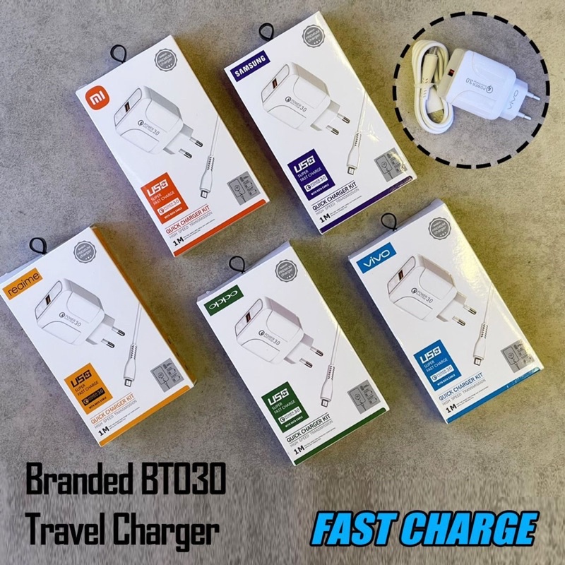 Charger Branded 1USB BT-030 All Brand TC Branded 1 USB Micro Charger Termurah