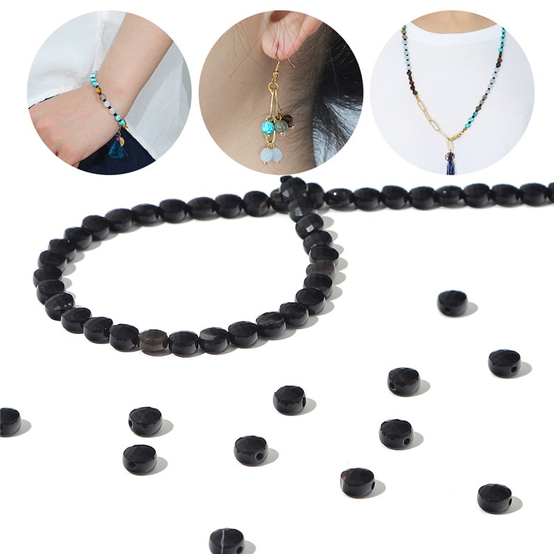 Natural Stone  Double Sided Flat Round Beads Round Loose Beads 6mm DIY Making Bracelet Necklace Jewelry Accessories