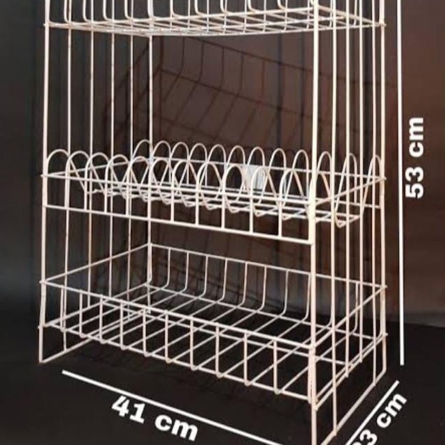 Rak piring susun 3 ANTI KARAT / Rak kawat susun 3 Dan Susun 2 rpk 03 / Rak besi coating plastik / Rak Dapur Anti Karat