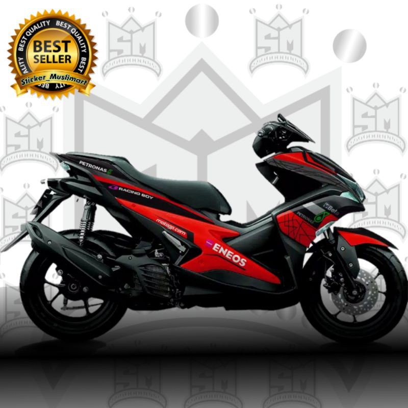 Decal Aerox 155 motif grafis merah kuning