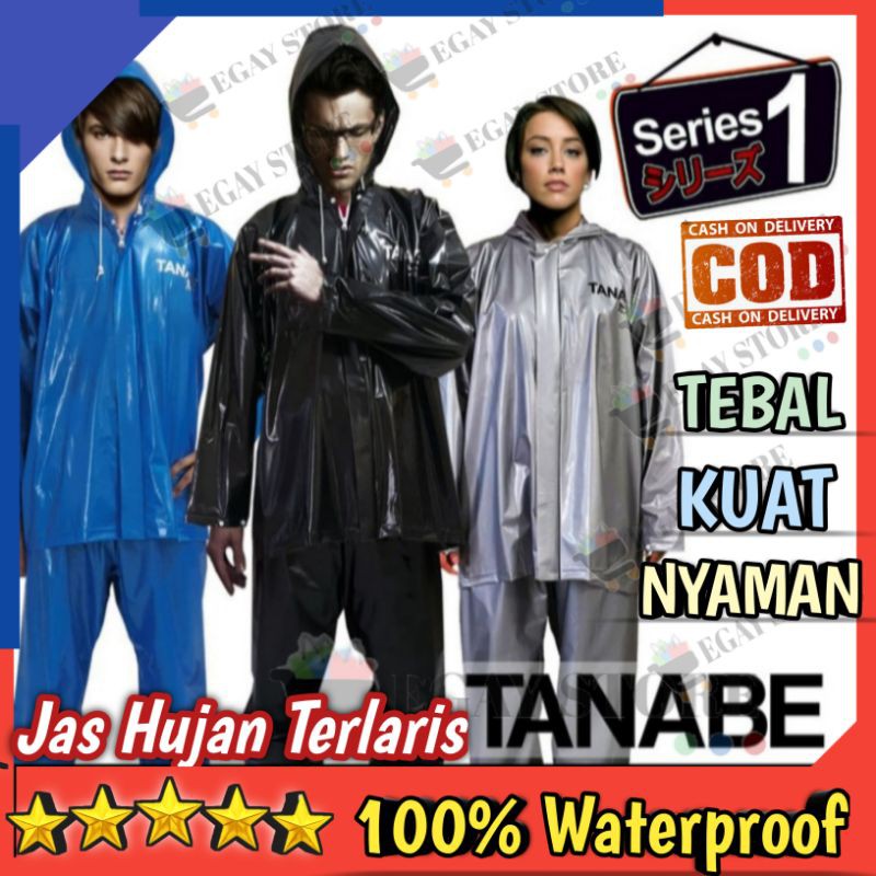 JAS HUJAN PRIA COWOK DEWASA SETELAN CELANA TEBAL ANTI TEMBUS REMBES AIR RAINCOAT WATERPROOF GMA