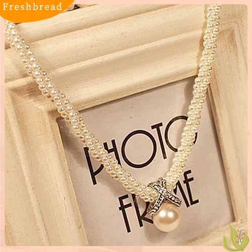 [TERLARIS]Women Fashion Pendant Chain Choker Faux Pearls Statement Necklace Jewelry