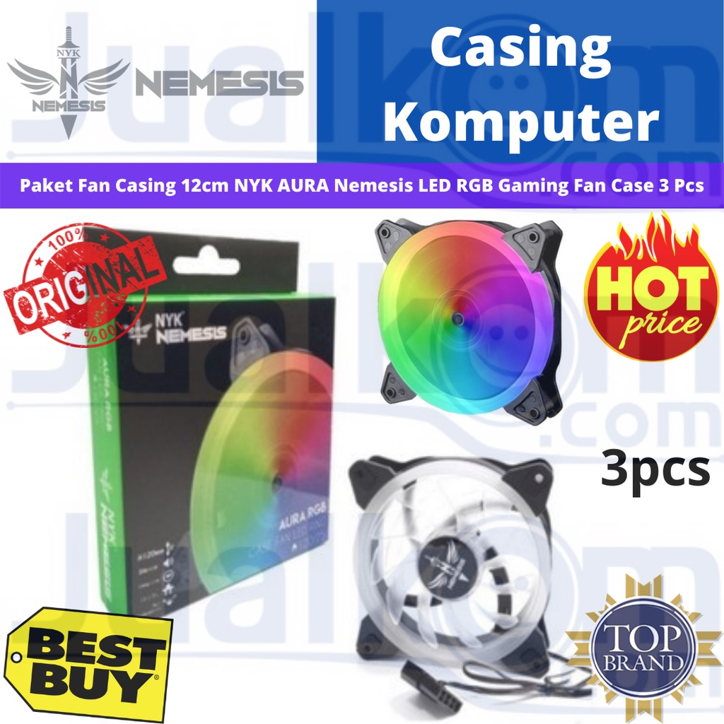 (Paket 3Pcs) Fan Casing Gaming NYK Nemesis AURA RGB 12cm