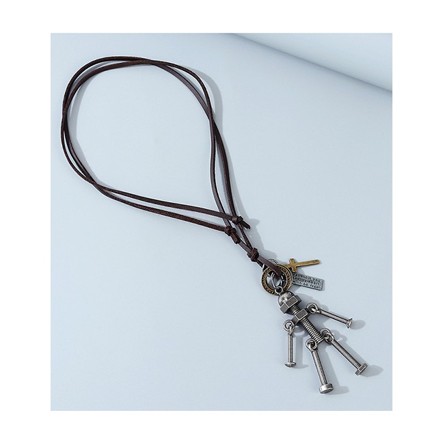 LRC Kalung Fashion Black Robot Cross Mens Necklace Y64608