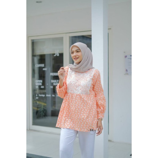 BLOUSE BATIK MODERN SOFTCOLOR MIX LACE || ATASAN WANITA || M-L-XL-XXL