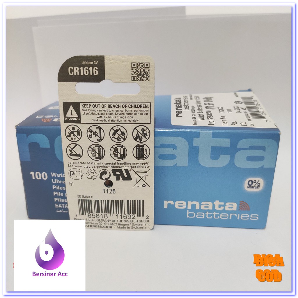 BATTERY BATERAI BATRE RENATA CR1616 ORIGINAL