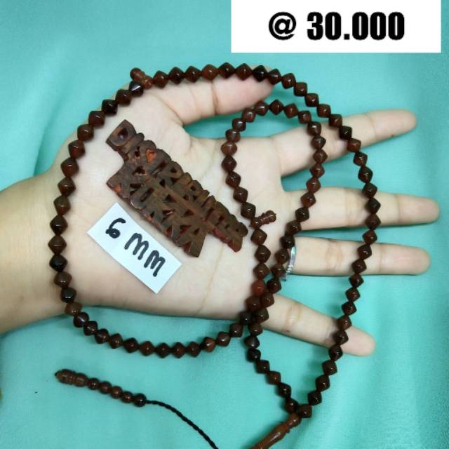 ( SUPER MURAH ) Grosir 5 pcs tasbih Kokka kaukah kaokah fukakah koka wajik polos 6 mm coklat