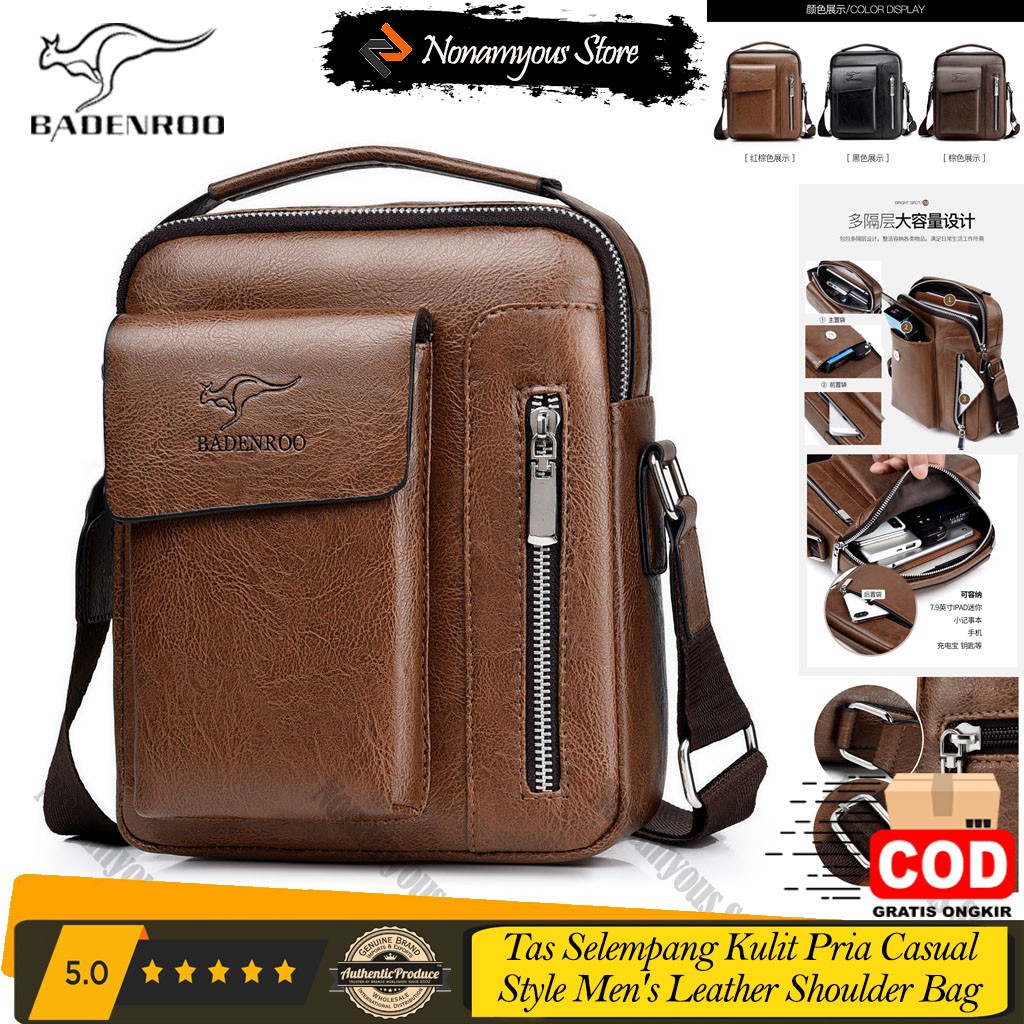 [ORIGINAL] Badenroo Tas Selempang Kulit Import Pria Casual Style Men's Leather Shoulder Bag