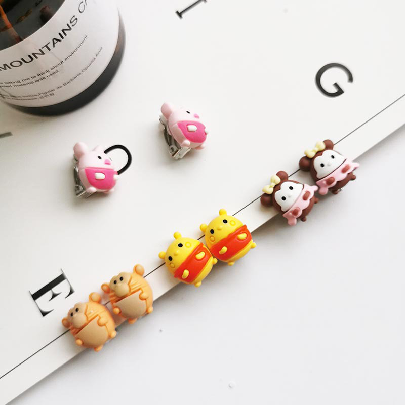 #New Arrival# Fashion Earrings Jewelry Korean Cartoon Bear Rabbit Pig Elephant Animal Ear Clips for Girl