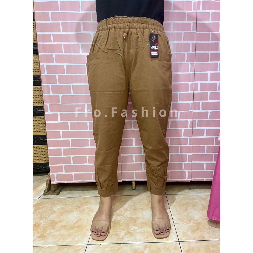 Celana Pinggang Karet Wanita 7/9 Crinkle Premium