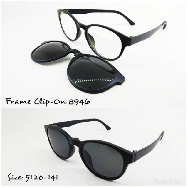 Frame kacamata minus clip on bulat oval - Kacamata Hitam Minus Pria Wanita Keren Murah