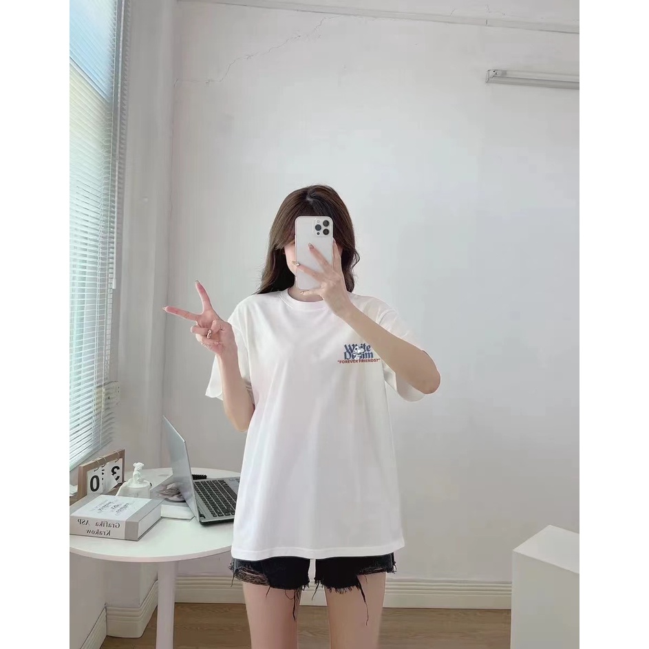 Import original kaos atasan wanita / Premium Bergaya Kerah Bulat T-shirt Tee / Oversize Baju Warna Putih Atasan Wanita（Realpict）