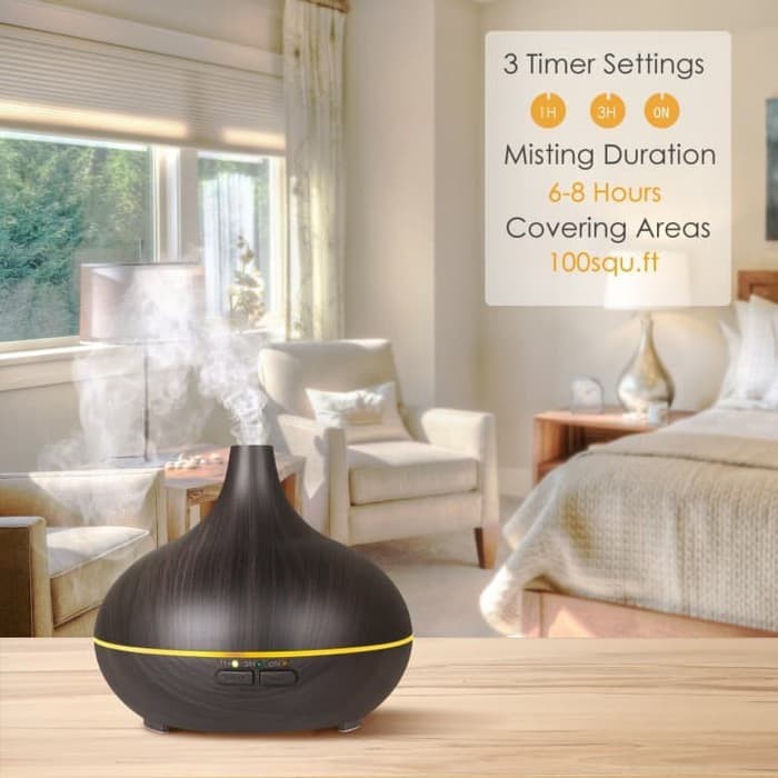 Humidifier H06 Wood Black Essential Aroma Diffuser Ultrasonic 7 Colors