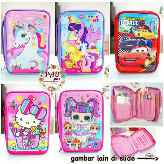 

tempat pensil little pony / organizer anak / hardtop pencil case / tempat pensil cars