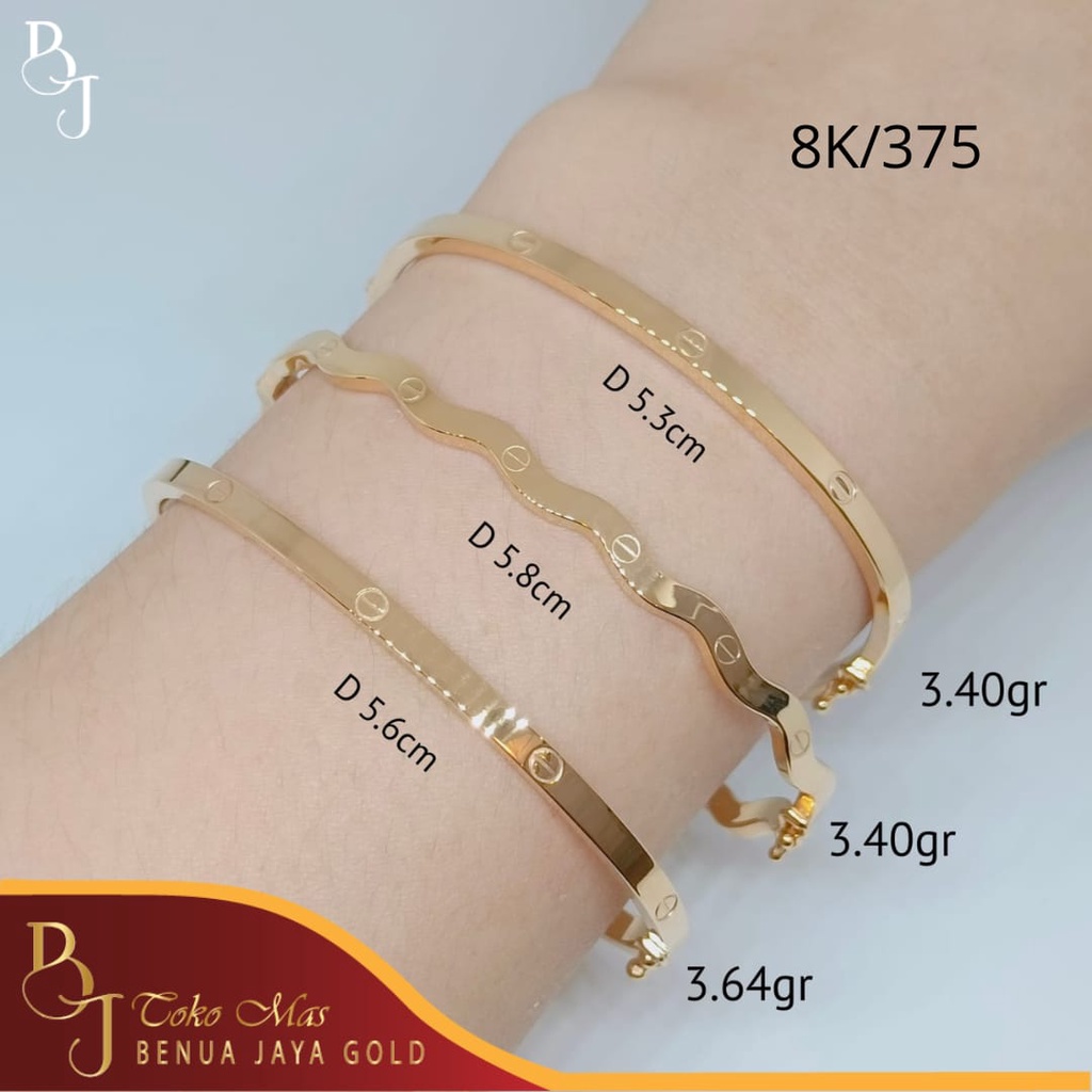 Gelang Bangle Fashion Love Emas 8K/375