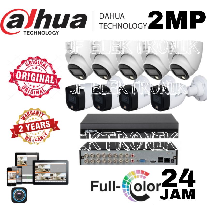 Paket Cctv Dahua 16 Channel 9 Kamera 2mp Full Color 1080p Komplit Tinggal Pasang