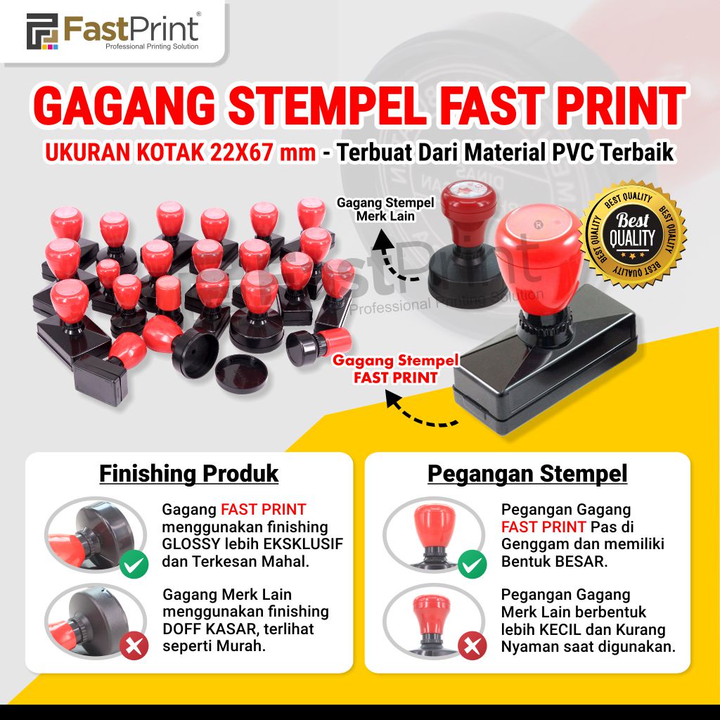 Gagang Stempel Flash Warna Ukuran Kotak 22x67mm