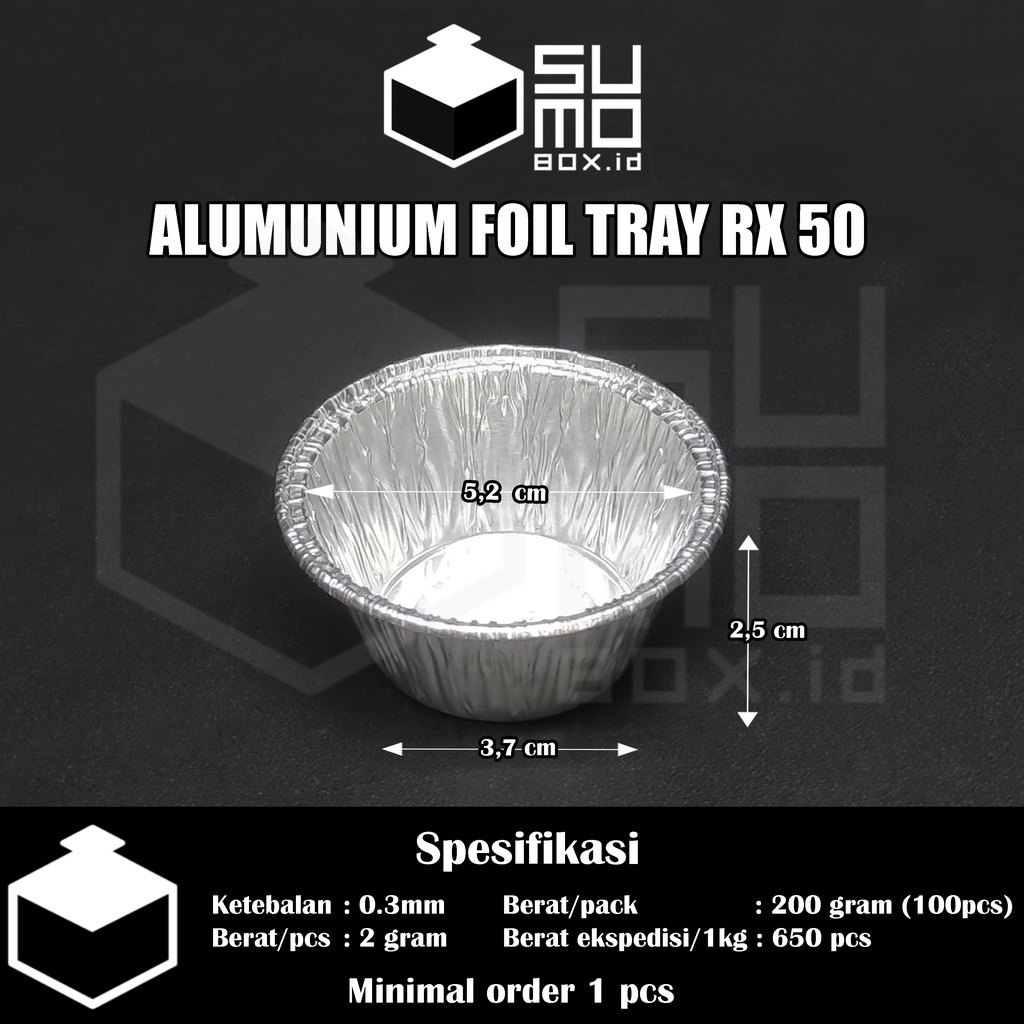 Alumunium foil cup RX 50 tanpa tutup / cup kecil mini / cake muffin egg tart 50ml