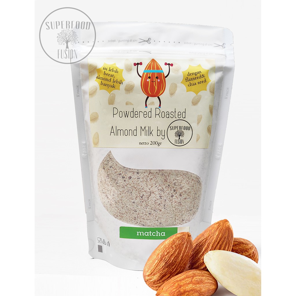 SUSU ALMOND Bubuk 200gr Dengan Chia Seed Dan Flaxseed / ALMOND MILK ...