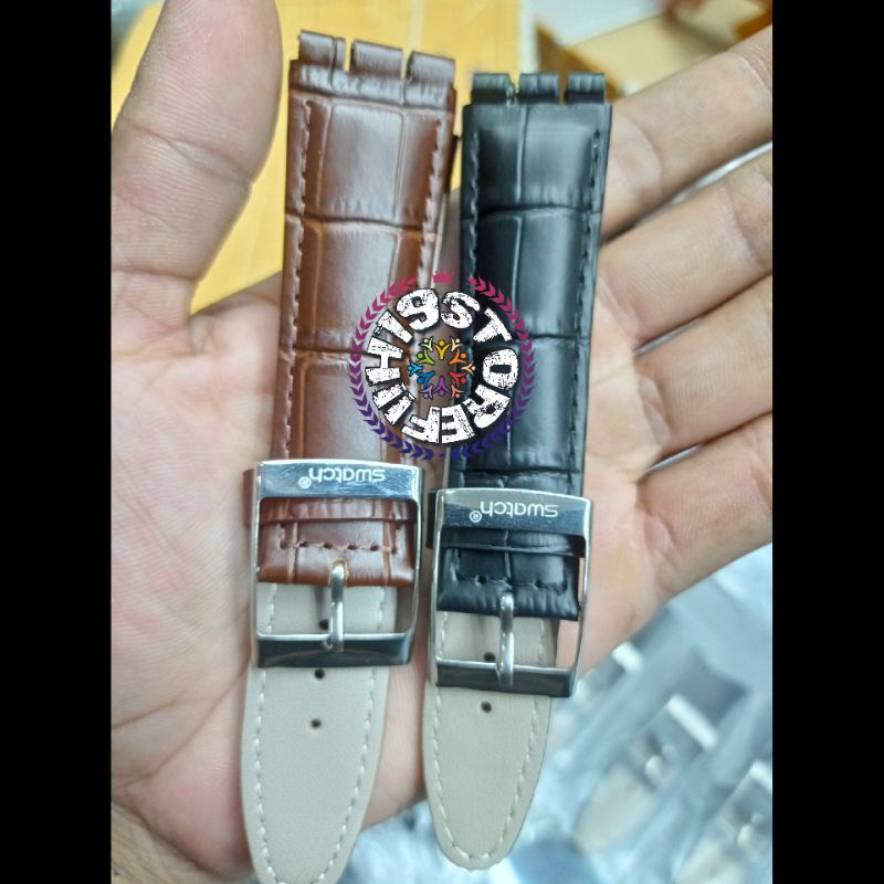 Strap kulit jam tangan swatch size 19mm-21mm tali jam tangan swatch kulit