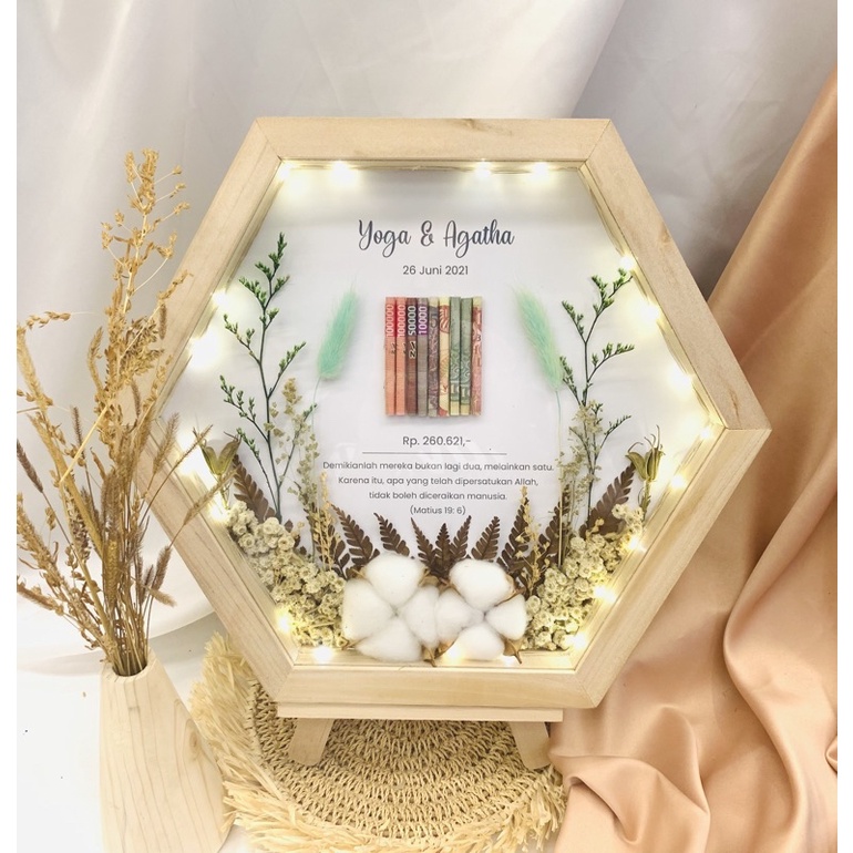MAHAR RUSTIC HEXA JUMBO DAN LAMPU BUAT NIKAHAN/WEDDING/TUNANGAN/ENGAGEMENT KADO HADIAH UNTUK BESTIE 