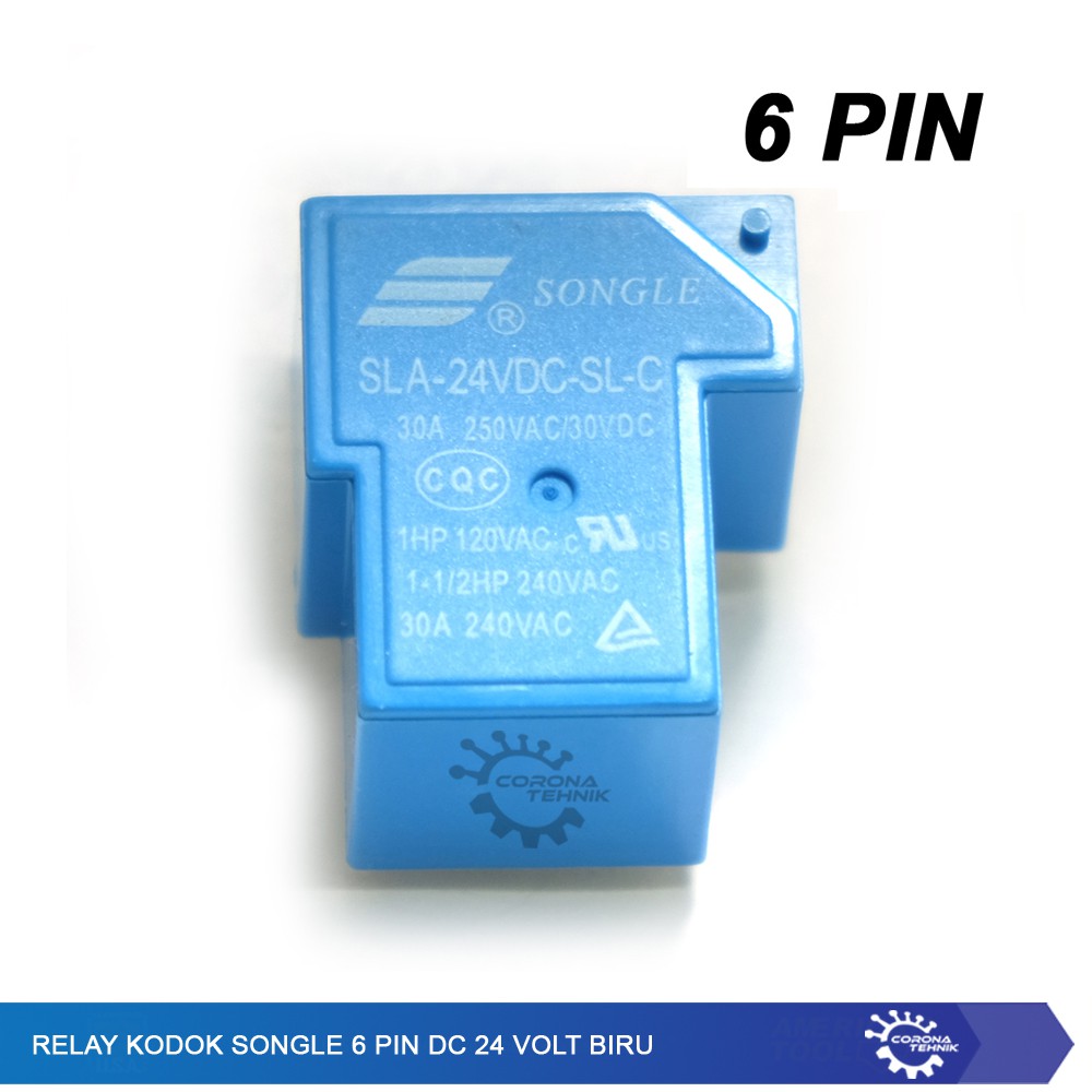 Relay Kodok Songle 6 Pin DC 24 Volt Biru