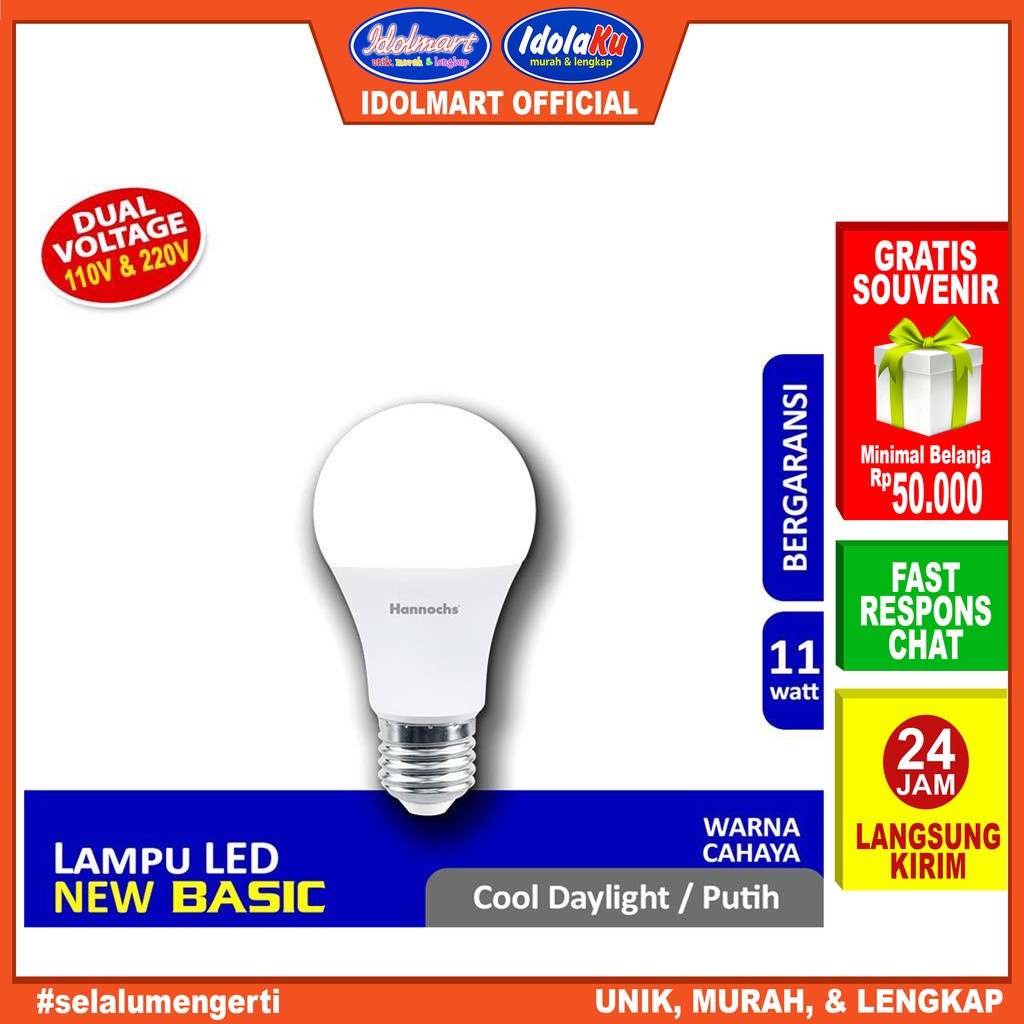 IDOLAKU Hannochs New Basic Lampu LED 11 Watt/Cahaya putih