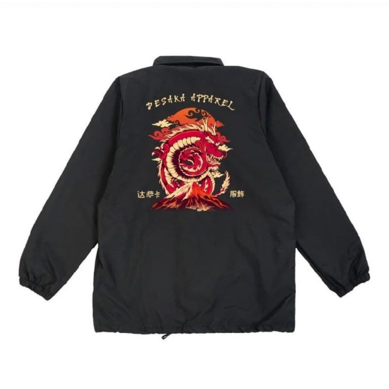 (BAYAR DITEMPAT) Coach Jaket Dragon Red Black