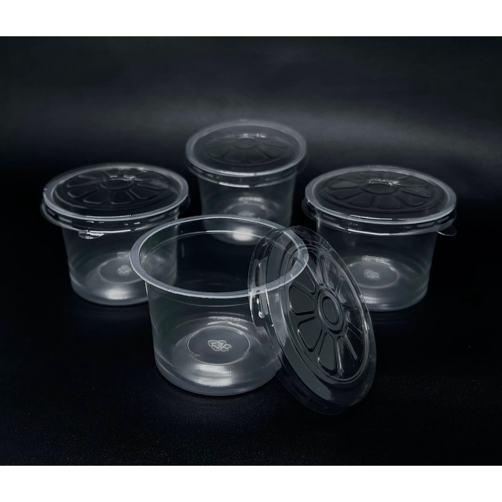 Mangkok Cup Puding Jelly / Ice Cream Plastik Kecil / Sambal Mini Isi 50Pcs 100ml Murah Kuat + Tutup
