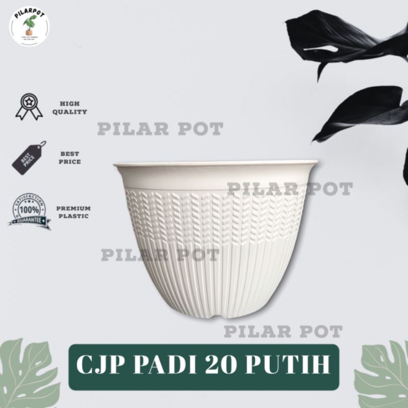 pot bunga tanaman cjp padi 20cm putih - CJP PADI 20 PUTIH 9920