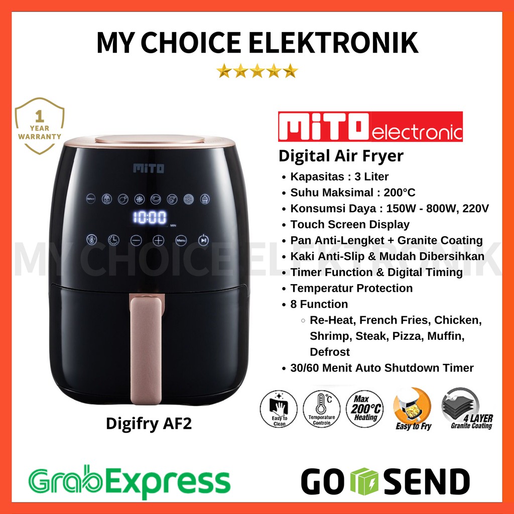 MITO AF2 Digital Air Fryer 3ltr - AirFryer DigiFry AF 2