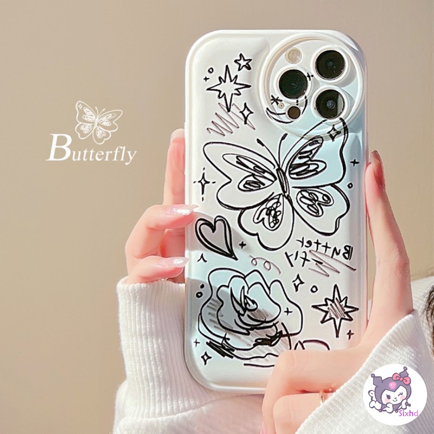 Redmi 12C 10C 10A 10 9C 9A 9T 9 Redmi Note 12 11 11s 10 9 8Pro Xiaomi 12X Mi 11Lite 11T 10T Poco F3 X3 X4Pro Fashion Simple Butterfly Phone Case Soft TPU Shockproof Protective Cover