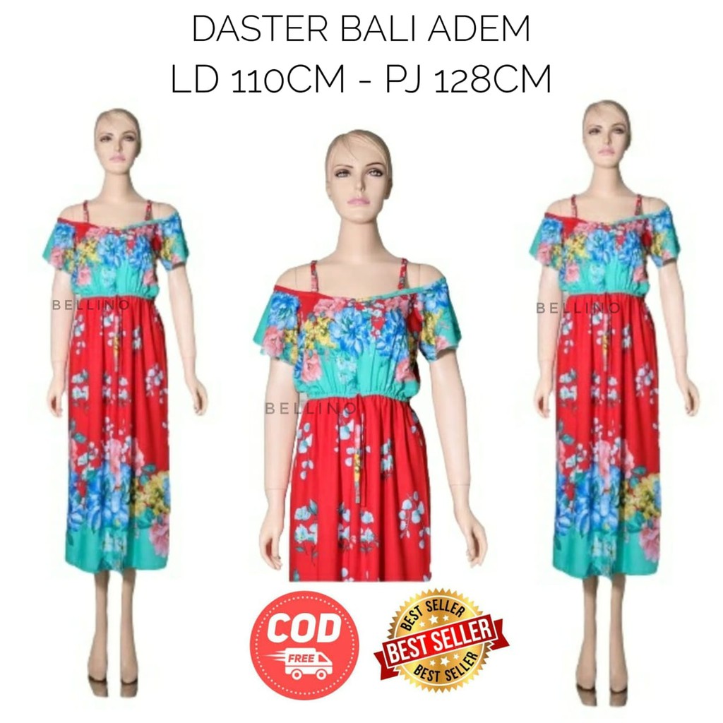 Bellino - Daster Bali Sexy Sabrina Wanita Panjang Rayon Adem Lembut Baju Tidur Lengan Pendek Home
