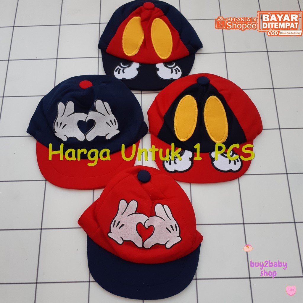 Topi bayi model cap motif karakter bayi usia 6-12 bulan 1 PCS