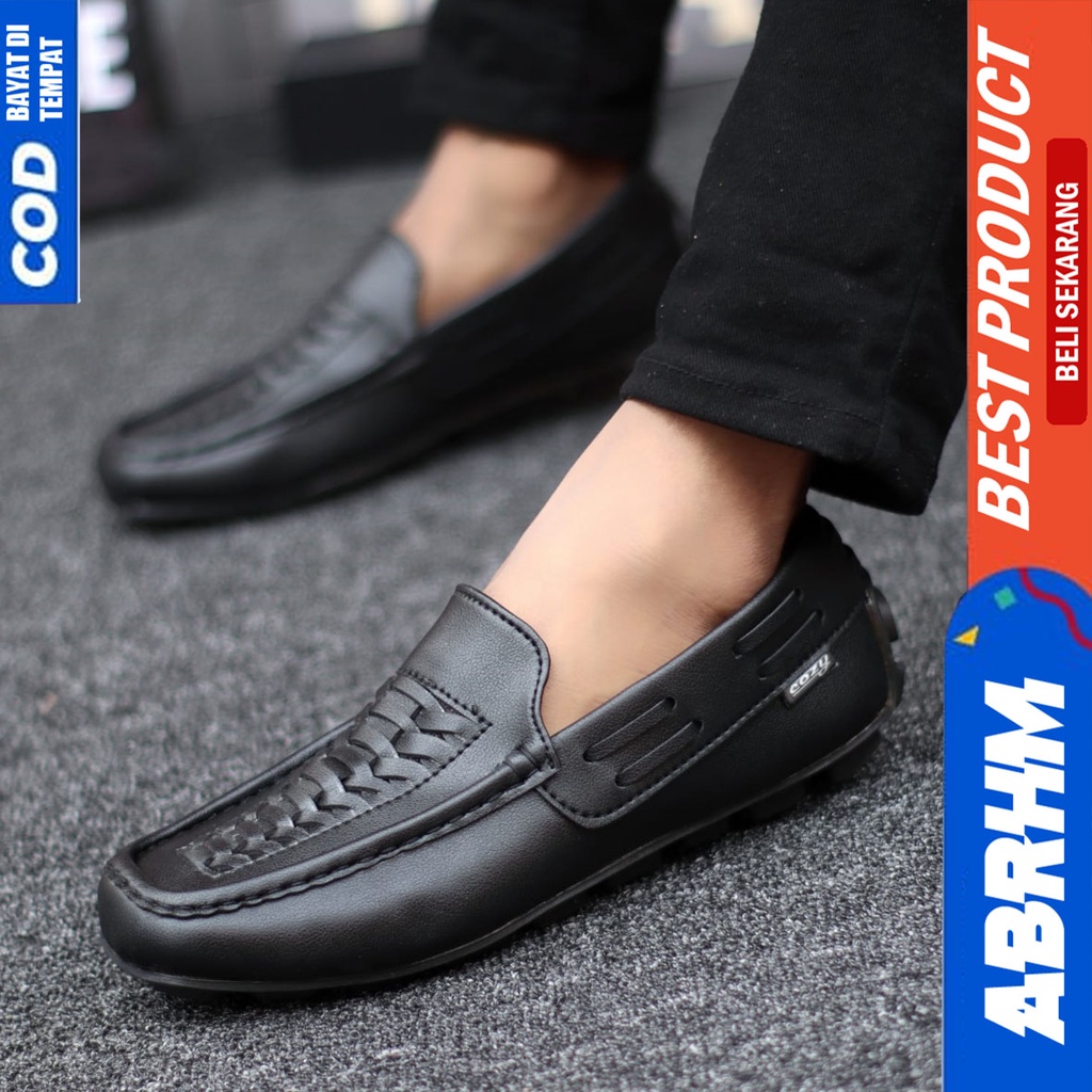 Sepatu Formal Full Hitam Pantofel Kerja Kantor Pria Original Abrhm Morits