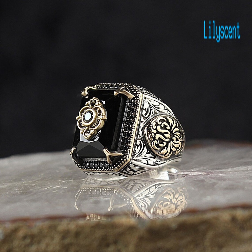 Cincin Bentuk Geometris Bahan Stainless Steel Gaya Vintage Untuk Pria Dan Wanita