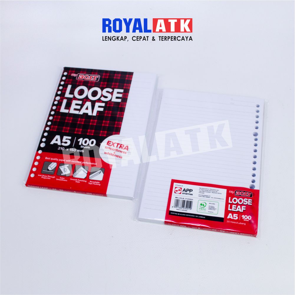 100 Lembar Loose Leaf Big Boss Garis A5 20 Holes