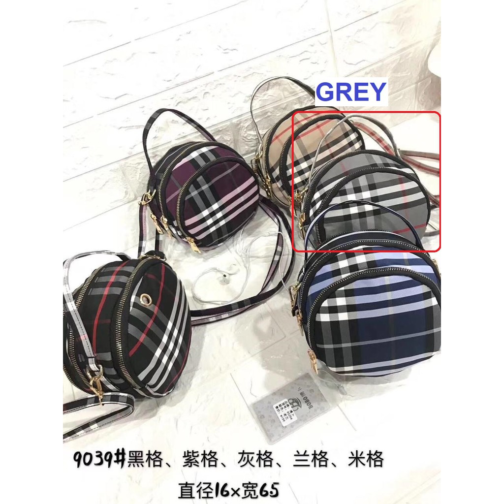 Tas Selempang Wanita kotak-kotak WOMAN SLING BAG OVALE IMPORT KOREA BRANDED bahan Longchamp premium
