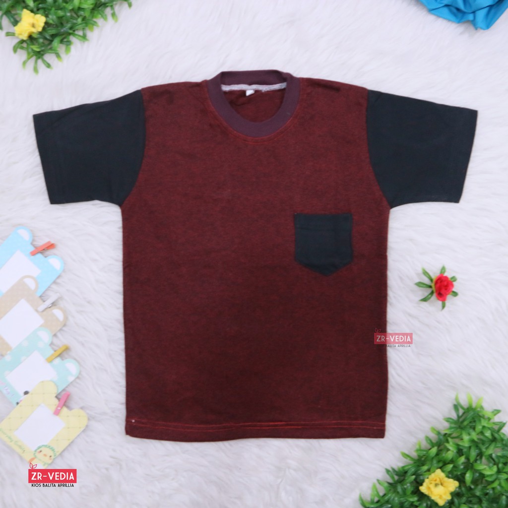 Kaos John Ethes uk 5-6 Tahun / Baju Polos Anak Laki-Laki Lengan Pendek Saku SD Atasan Oblong Reglan