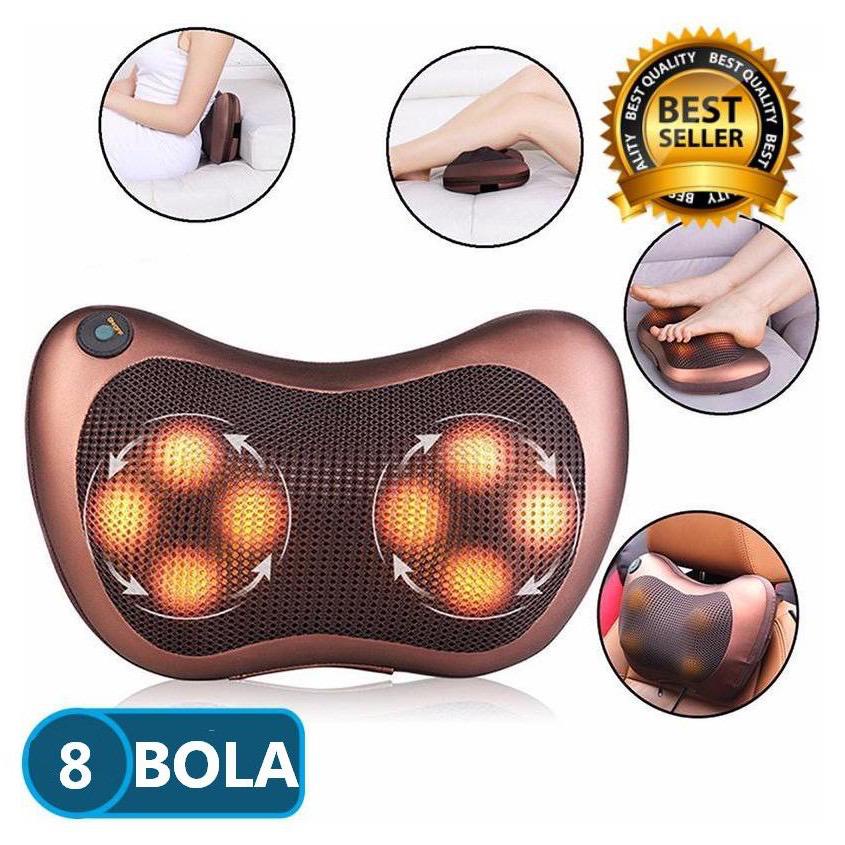 Bantal Pijat 8 Bola Massage Pillow Mobil dan Refleksi Rumah Car Home Bantal Pijat Leher Punggung Portable ILHAM COLEKTION