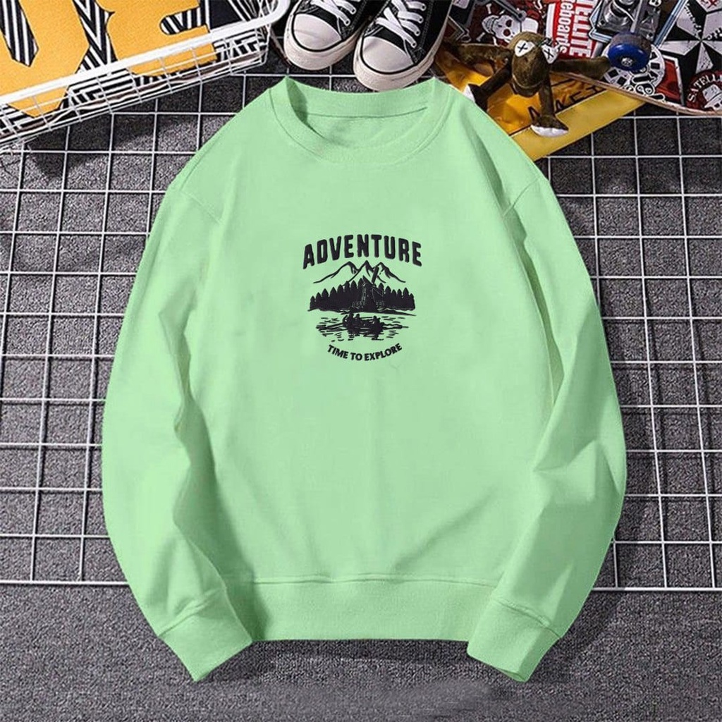 ADVENTURE BORDIR SIZE M - XXL SWEATER CREWNECK UNISEX - ATASAN KEKINIAN PREMIUM