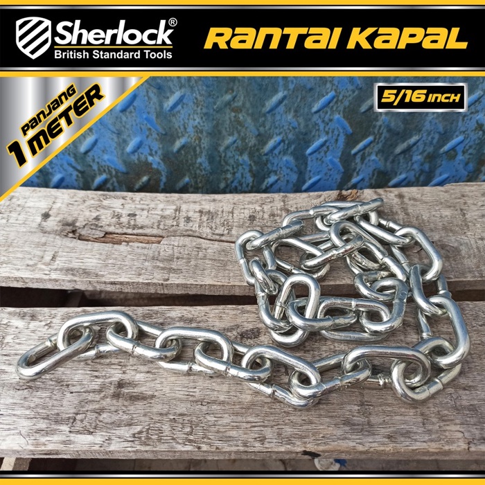 Rantai Besi - Kapal Galvanized 8 mm 5/16 inch Sherlock panjang 1 meter