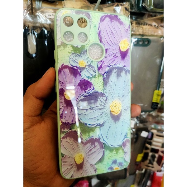 Softcase Glass Sakura city model my choice pelindung kamera Oppo A54 A16 Realme C25 C12 Redmi 9C note 10 4G 10S flower glossy