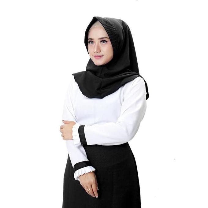 promo muslimore - baju gamis wanita muslim kantor hitam putih murah terbaru
