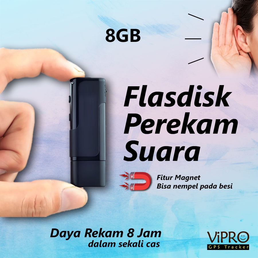 Flasdisk Perekam Suara Recorder 8GB Super Mini tersembunyi