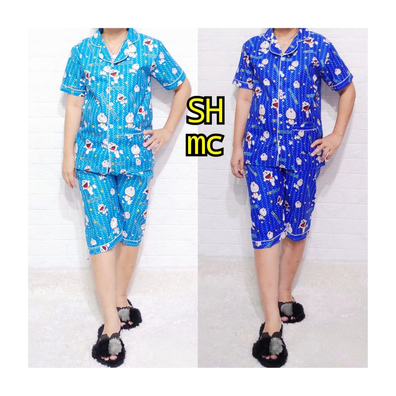 Baju Tidur Piyama Wanita Motif Bts Pajamas Katun  / Baju Tidur setelan Wanita Embos PP CP 3/4 Daster JUmbo 3 In 1 Terbaru Bigsize Kekiniaan