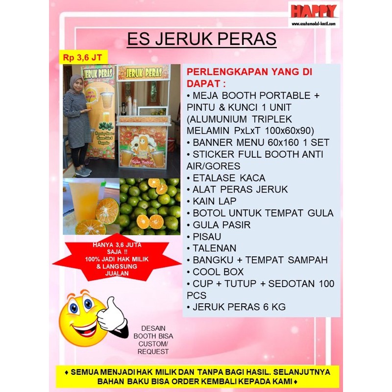 Jual Paket Usaha Franchise Minuman Jeruk Peras Orange Jeruk Manis Termurah Gerobak Booth 3974